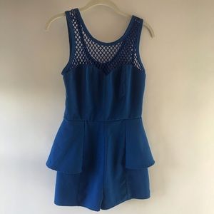 Blue peplum & mesh romper